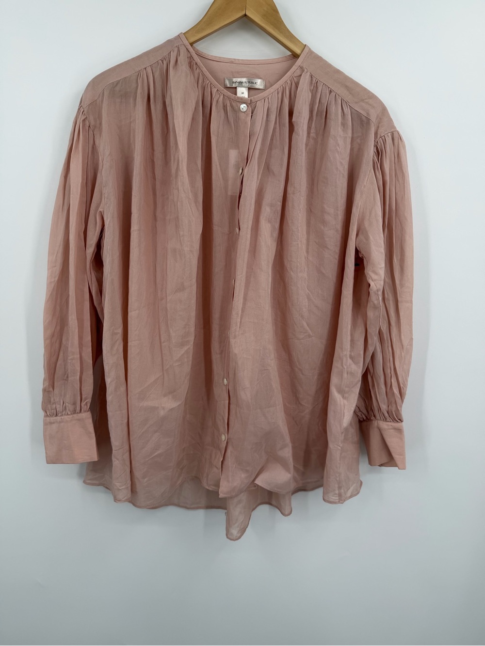 Banana Republic Blush Pink Cotton Silk Blend Blouse Top Size M NWT